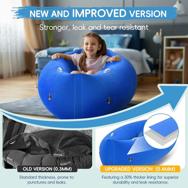 OUTREE Upgraded Sensory Chair for Kids — 60" Sensory Pod Inflatable Peapod for Children, Includes Electric Air Pump,Sensory Toys Giftfor Kids with Autism,Blue - Image 2